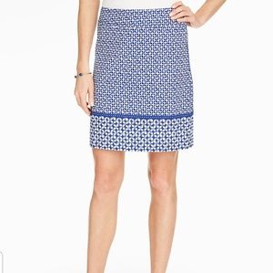 Talbots fully lined blue & white patterned skirt
